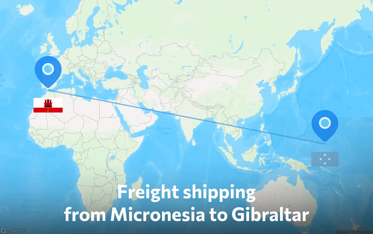 Shipping route from Micronesia to Gibraltar