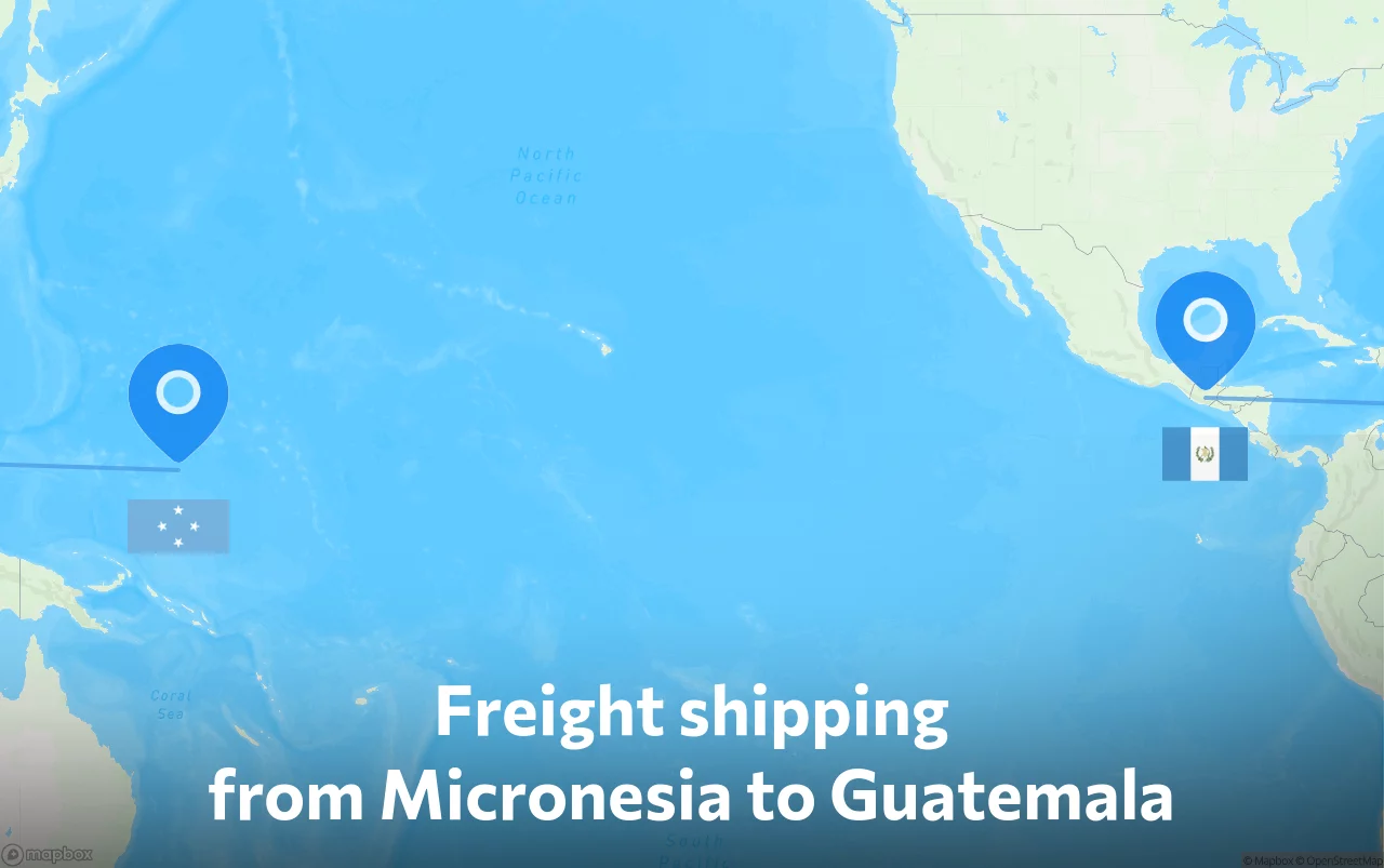 Shipping route from Micronesia to Guatemala