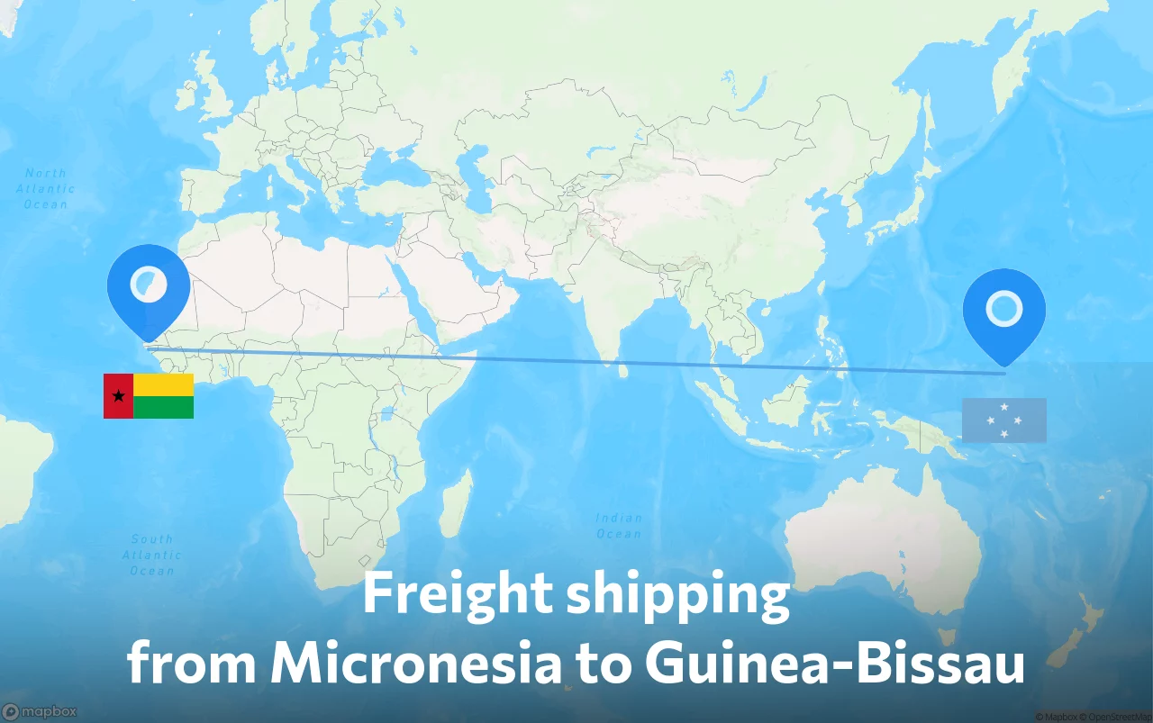 Shipping route from Micronesia to Guinea-Bissau