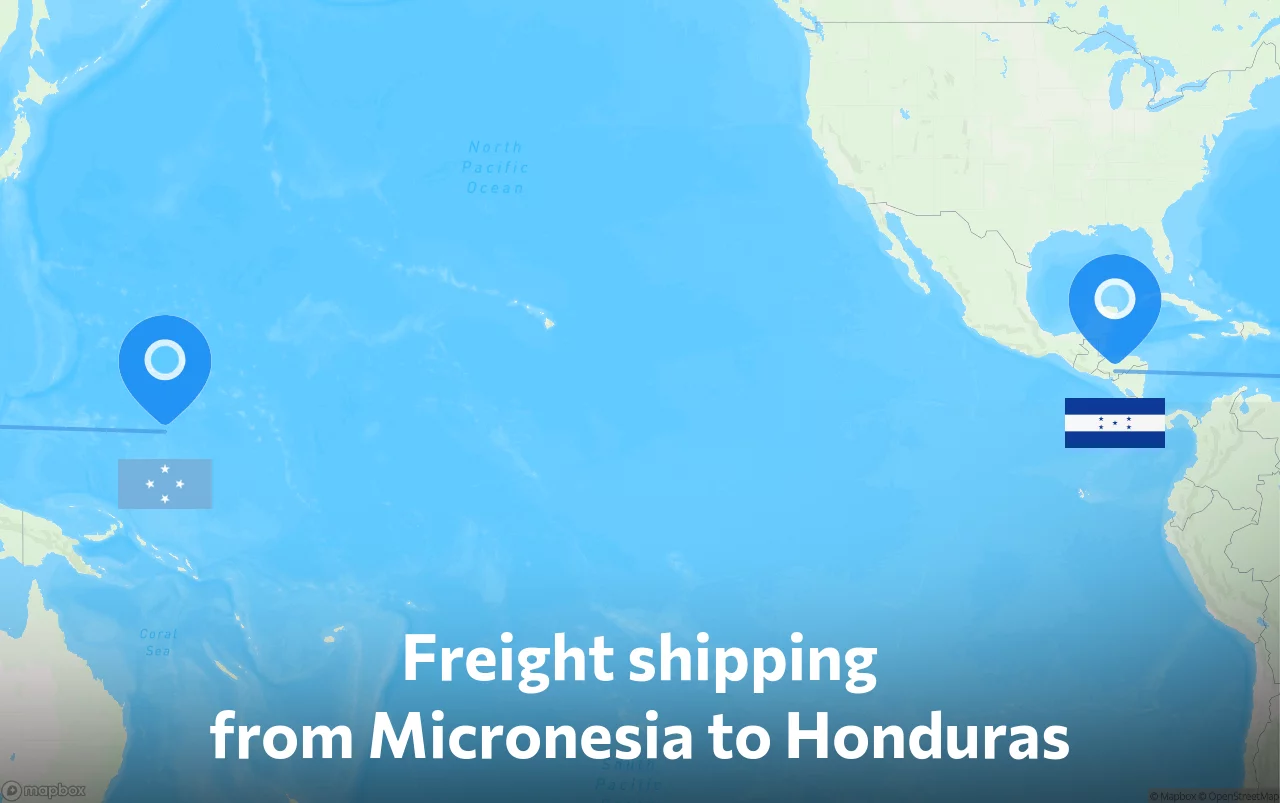 Shipping route from Micronesia to Honduras