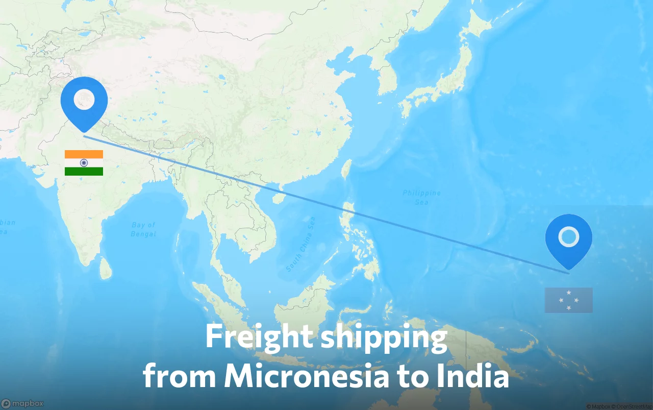 Shipping route from Micronesia to India