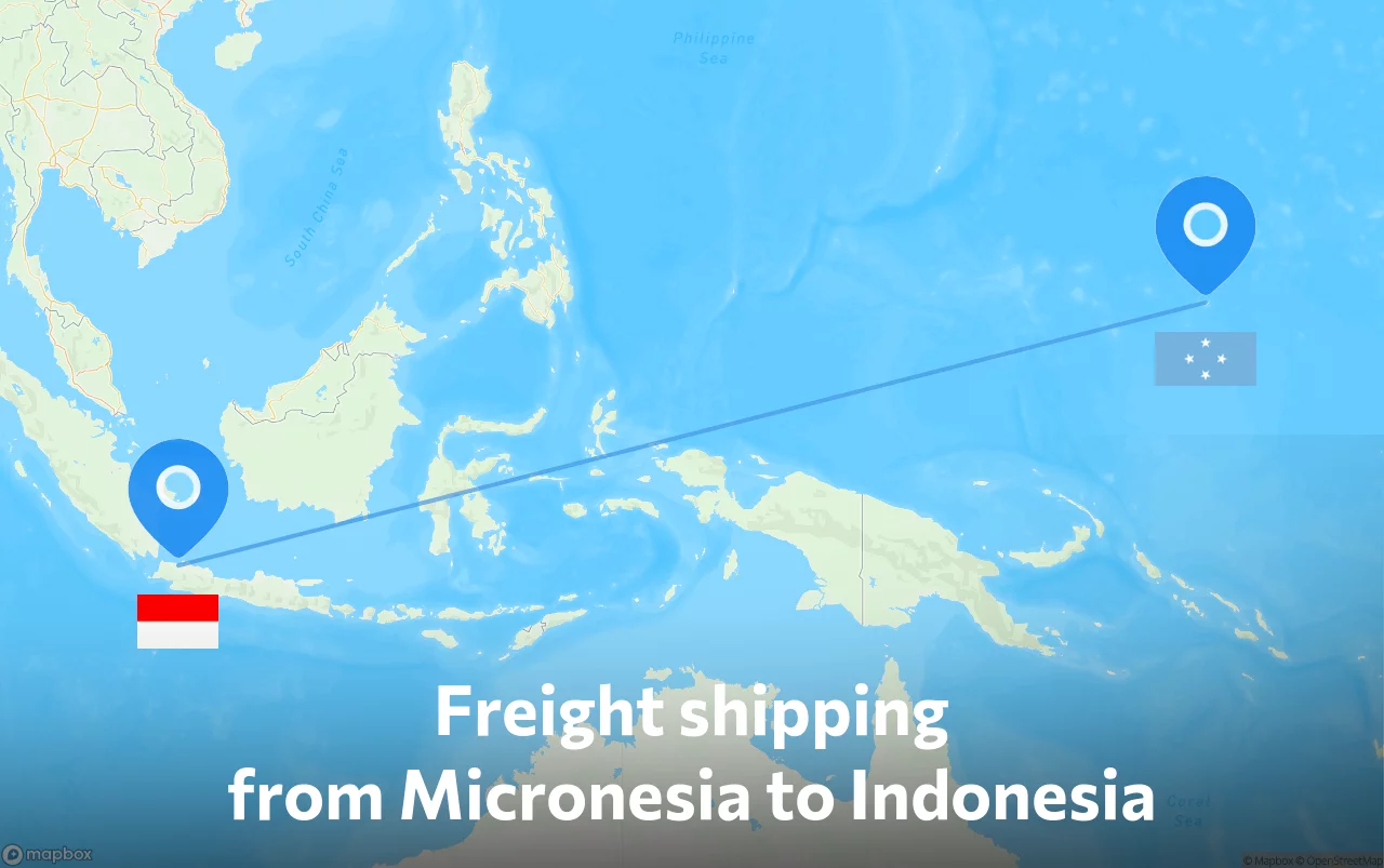 Shipping route from Micronesia to Indonesia
