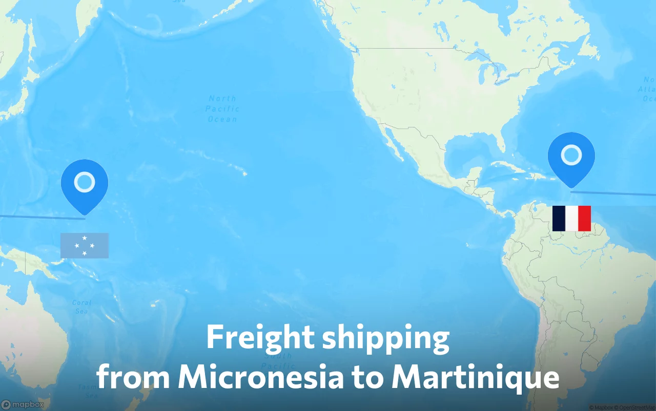 Shipping route from Micronesia to Martinique