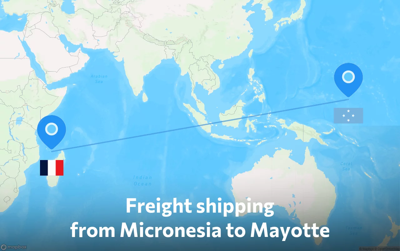 Shipping route from Micronesia to Mayotte