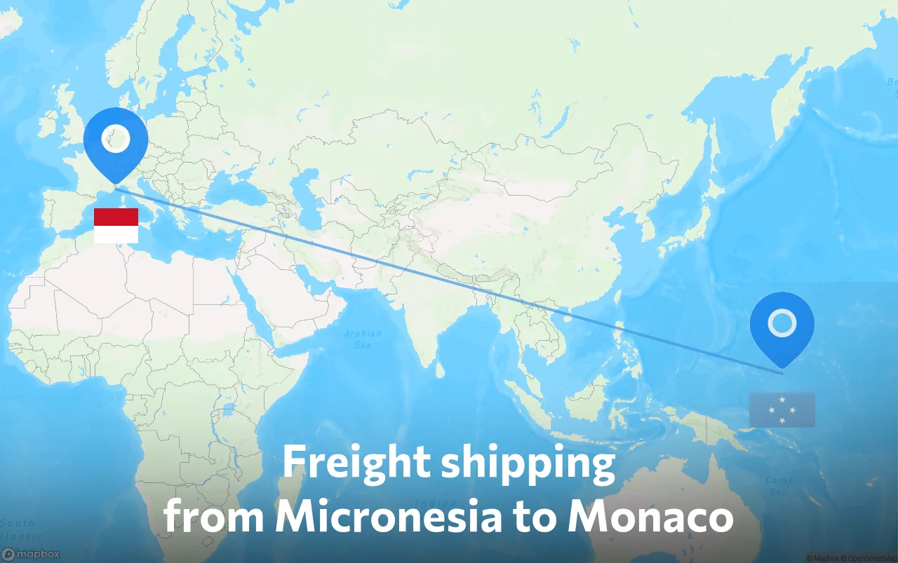Shipping route from Micronesia to Monaco