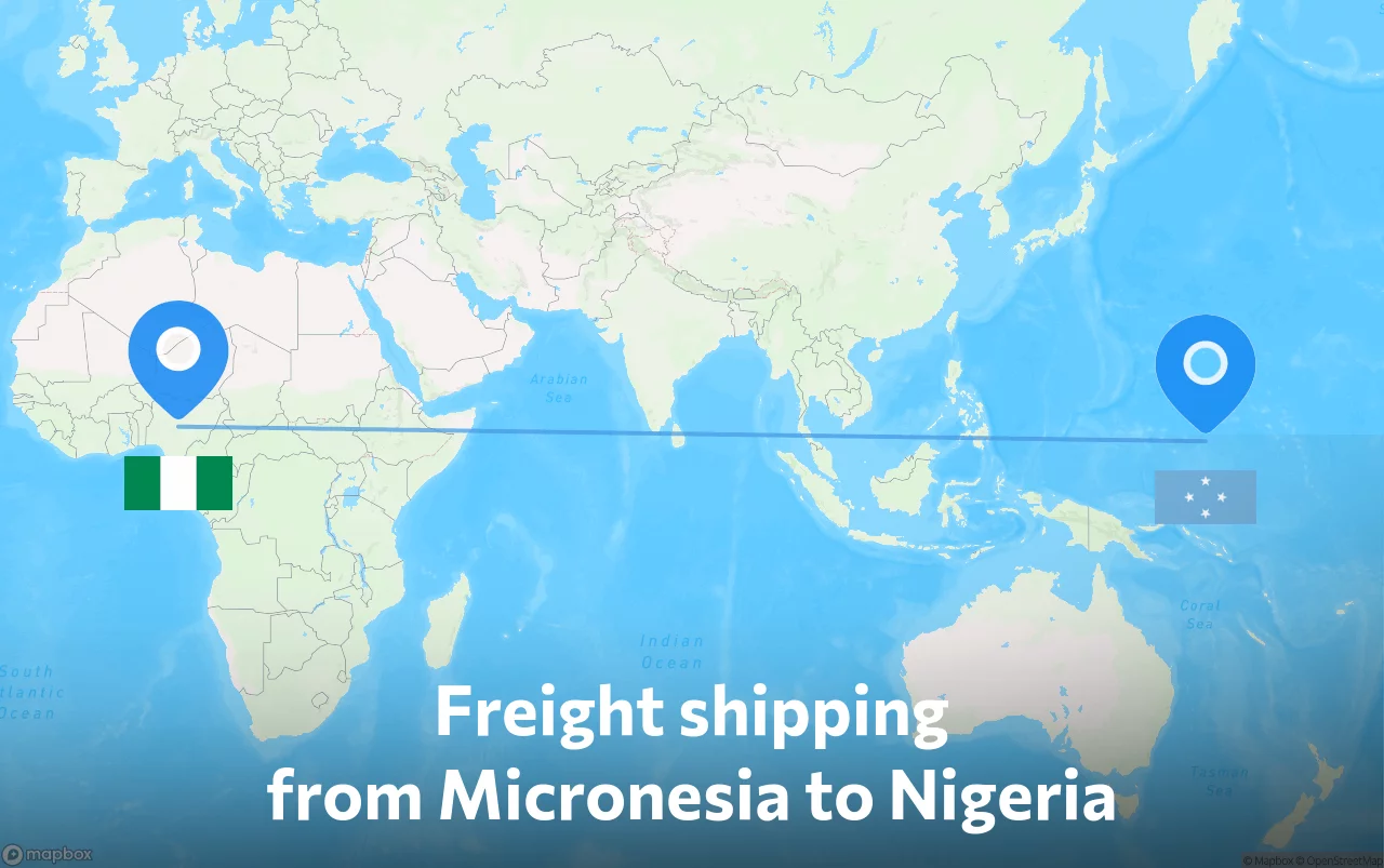 Shipping route from Micronesia to Nigeria
