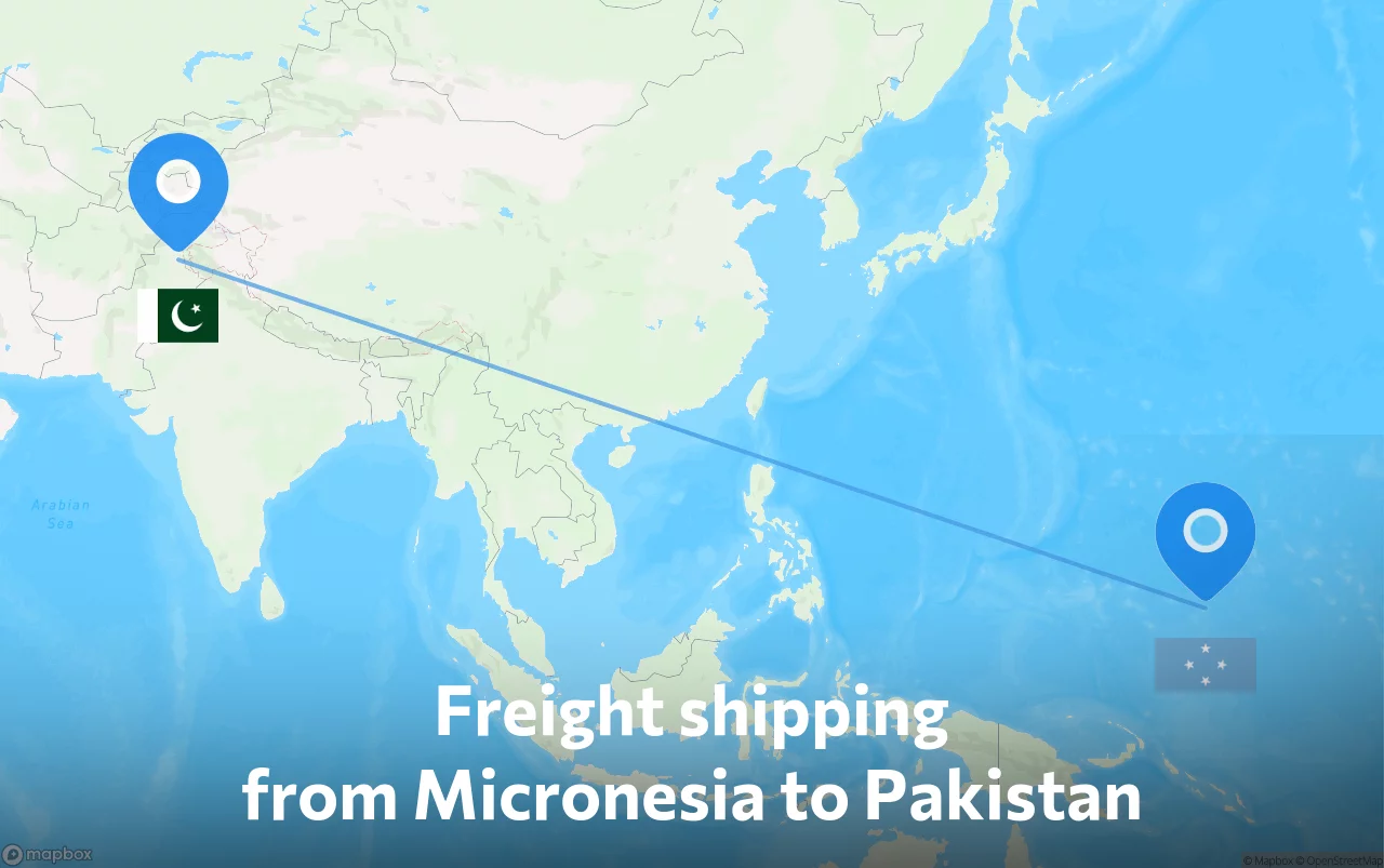 Shipping route from Micronesia to Pakistan