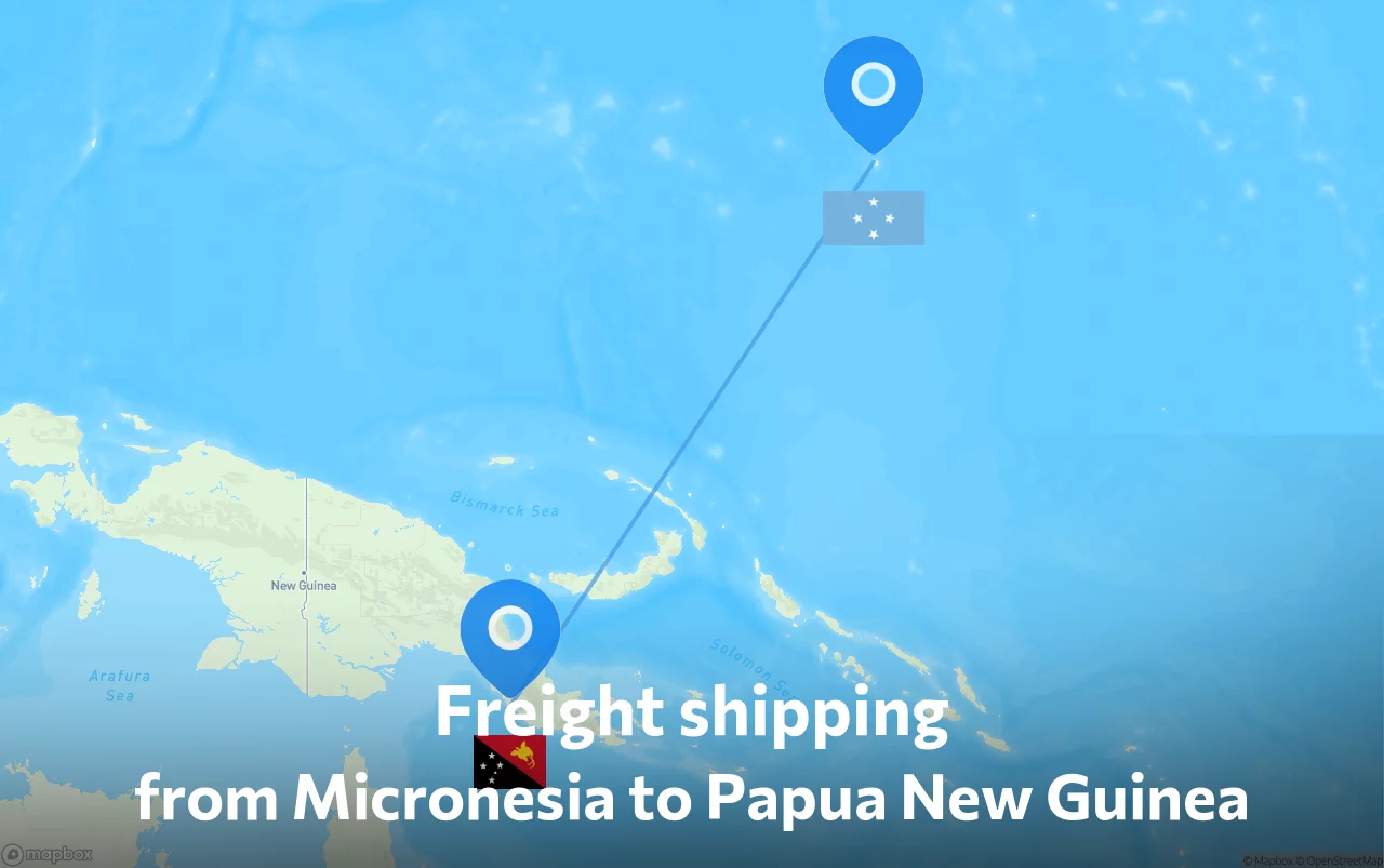 Shipping route from Micronesia to Papua New Guinea