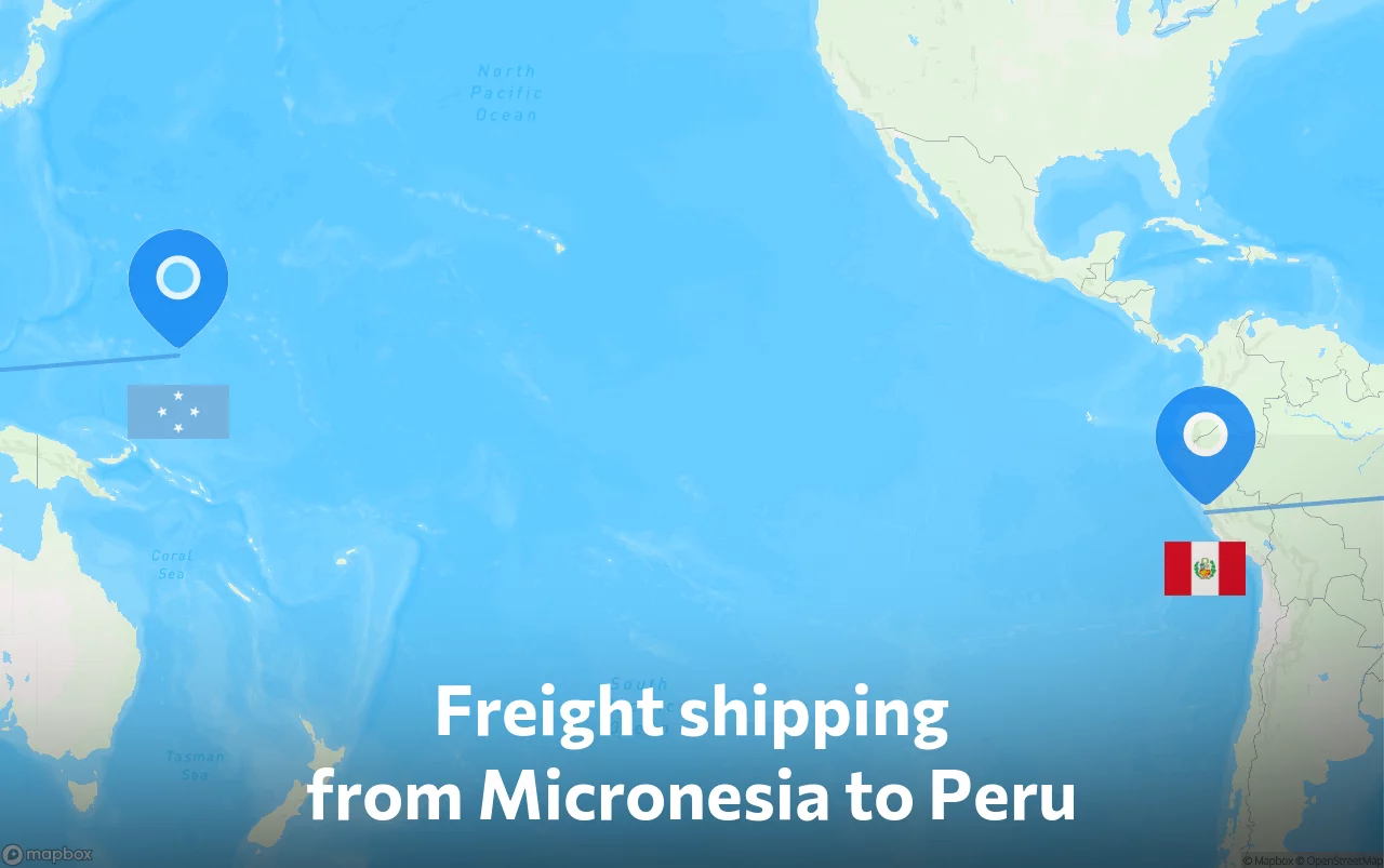 Shipping route from Micronesia to Peru