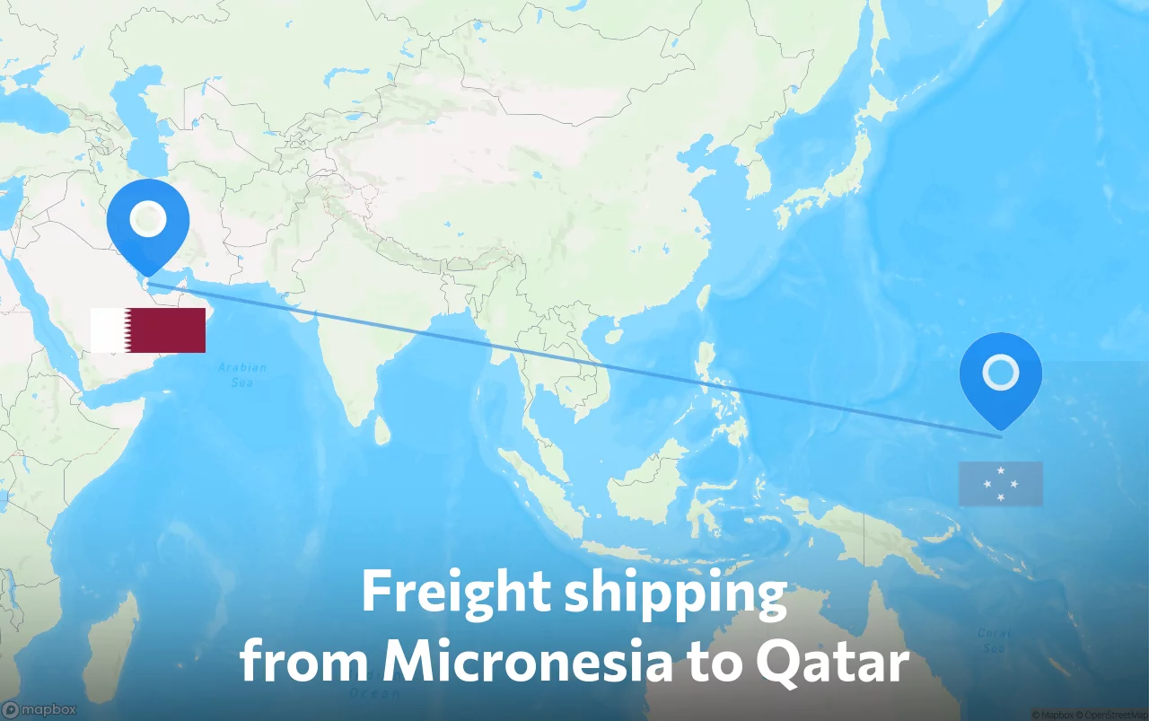 Shipping route from Micronesia to Qatar