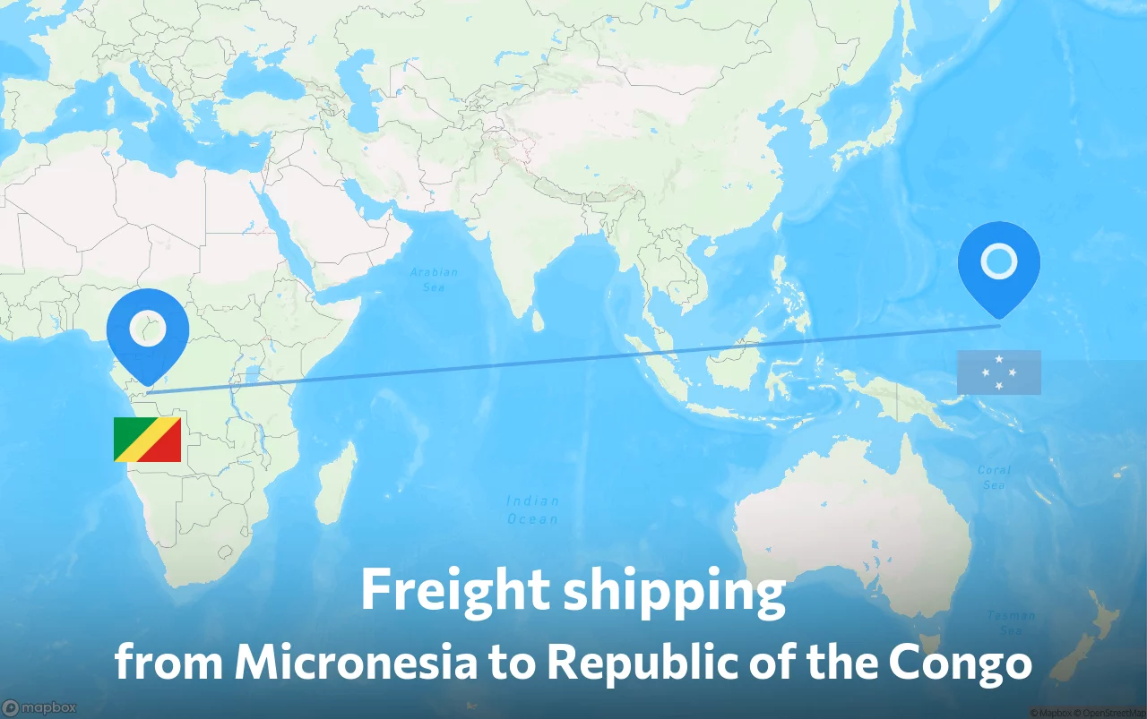 Shipping route from Micronesia to Republic of the Congo
