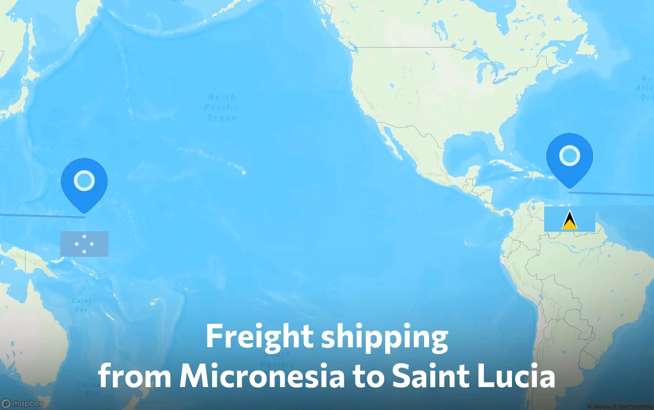 Shipping route from Micronesia to Saint Lucia