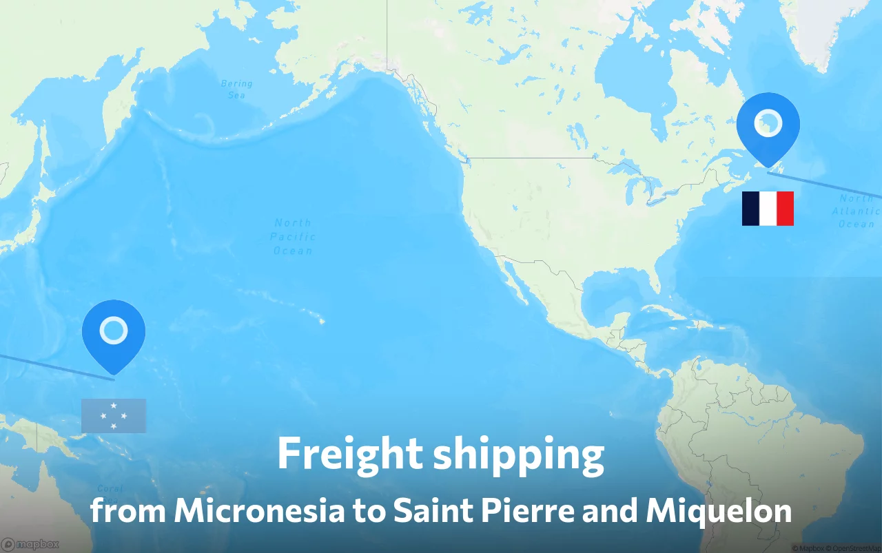 Shipping route from Micronesia to Saint Pierre and Miquelon