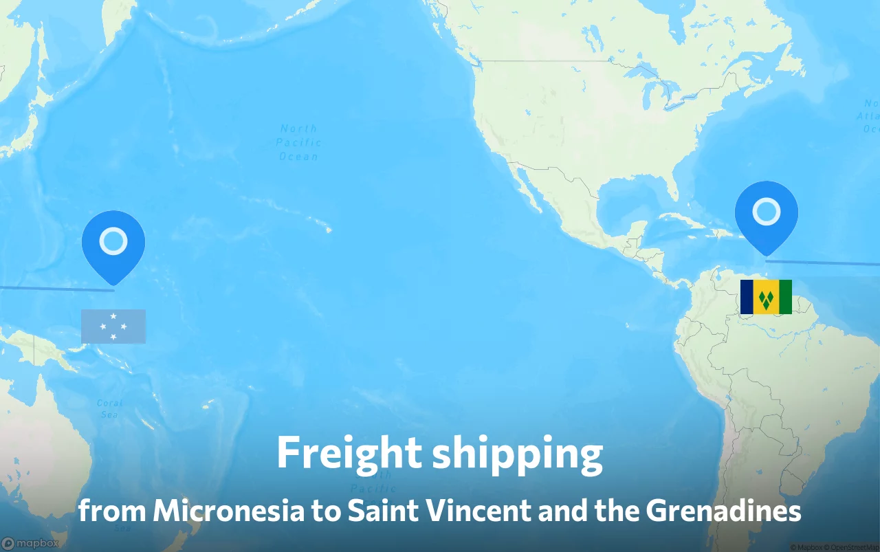 Shipping route from Micronesia to Saint Vincent and the Grenadines