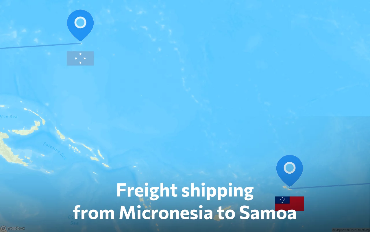 Shipping route from Micronesia to Samoa