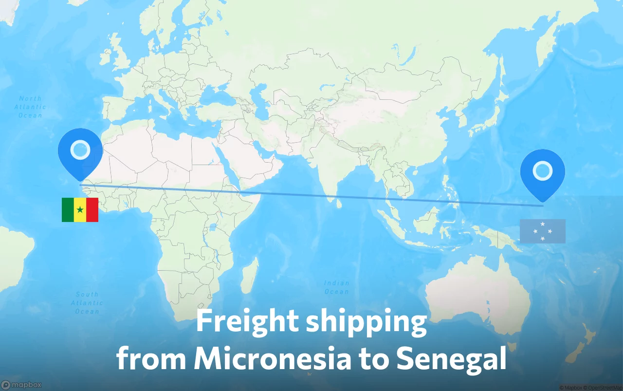 Shipping route from Micronesia to Senegal