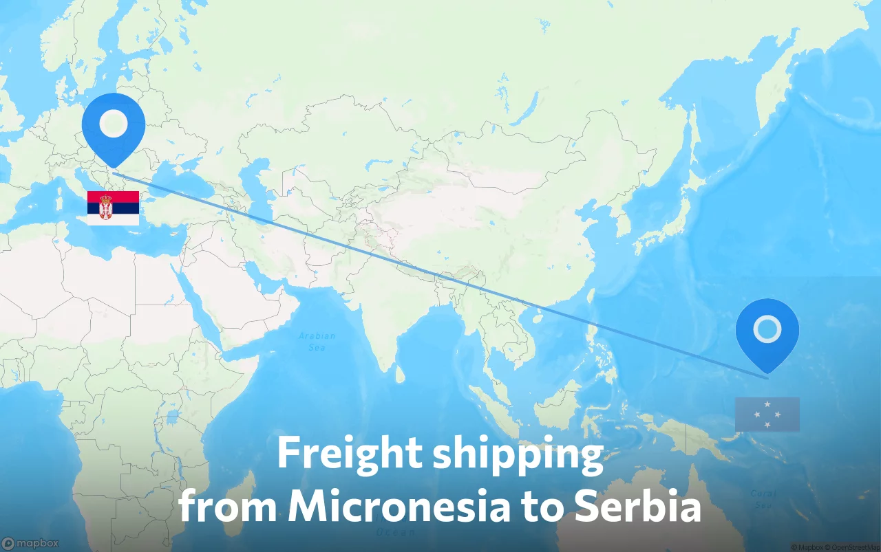 Shipping route from Micronesia to Serbia