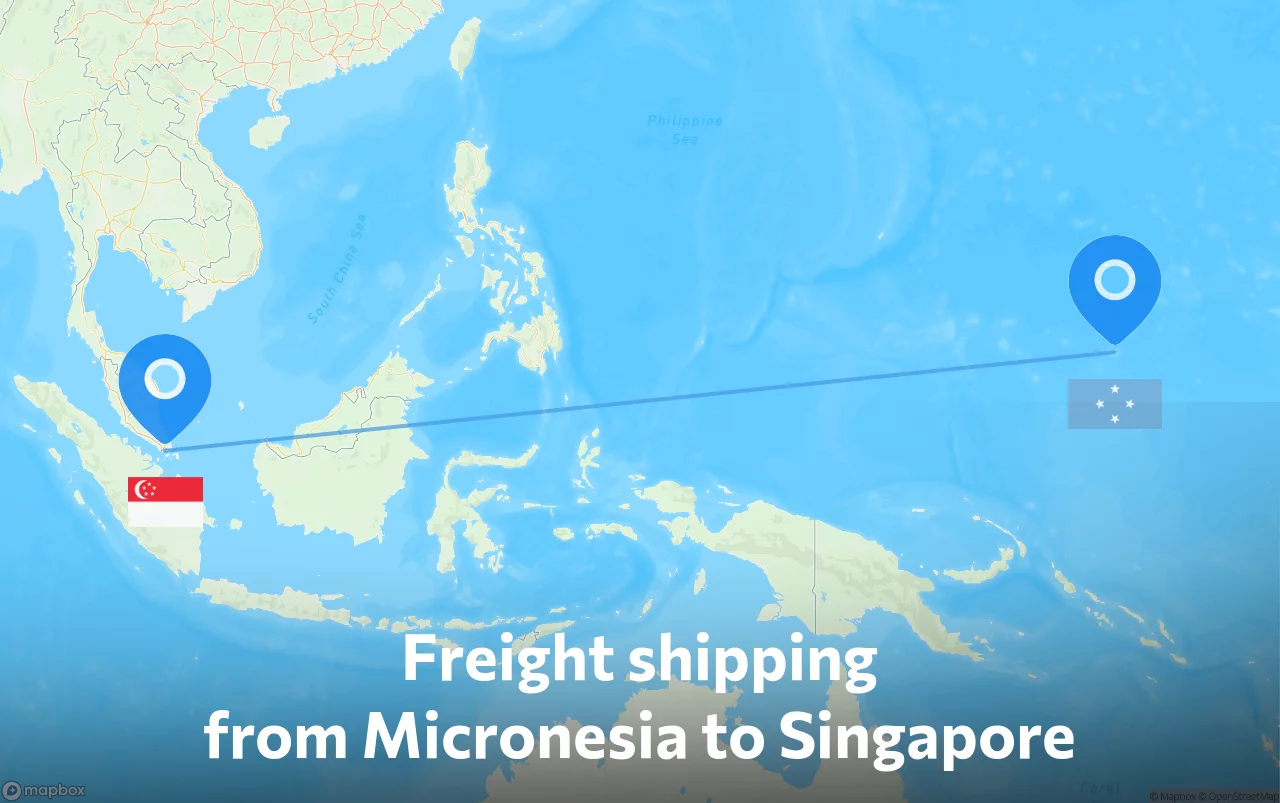 Shipping route from Micronesia to Singapore