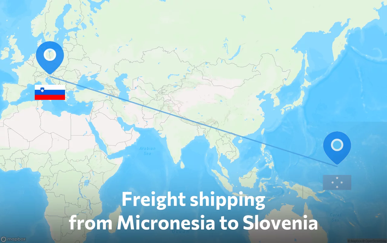 Shipping route from Micronesia to Slovenia
