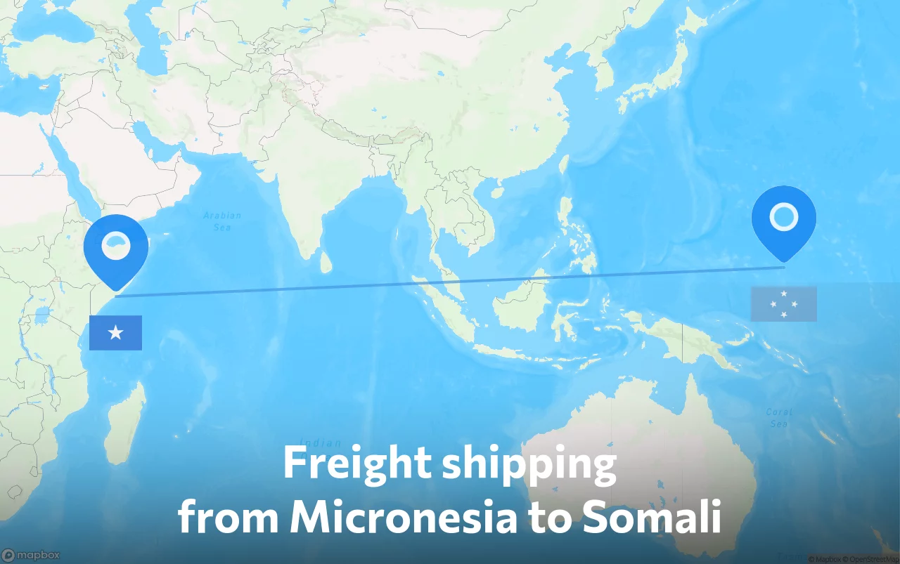 Shipping route from Micronesia to Somali