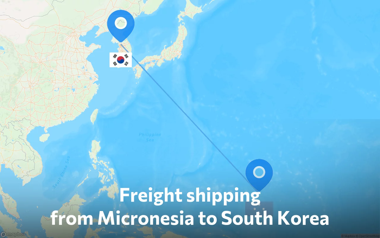 Shipping route from Micronesia to South Korea