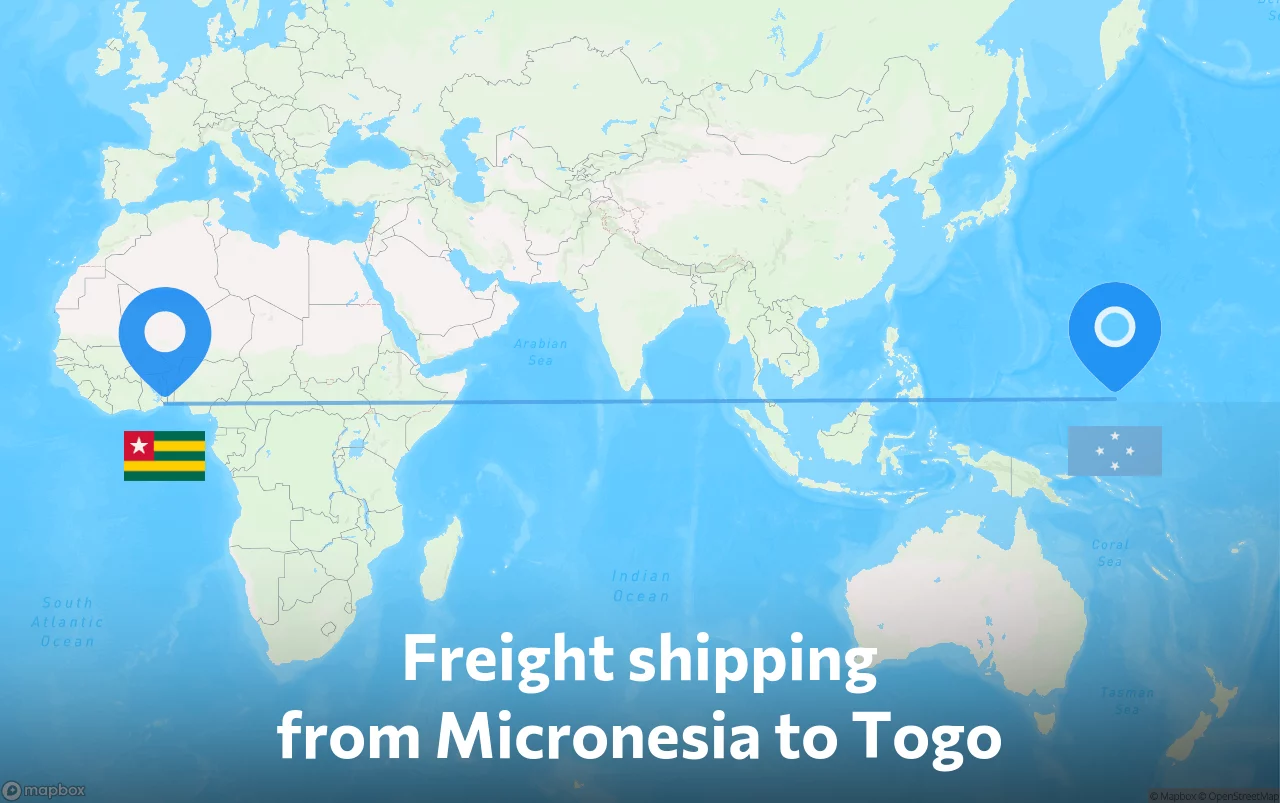 Shipping route from Micronesia to Togo