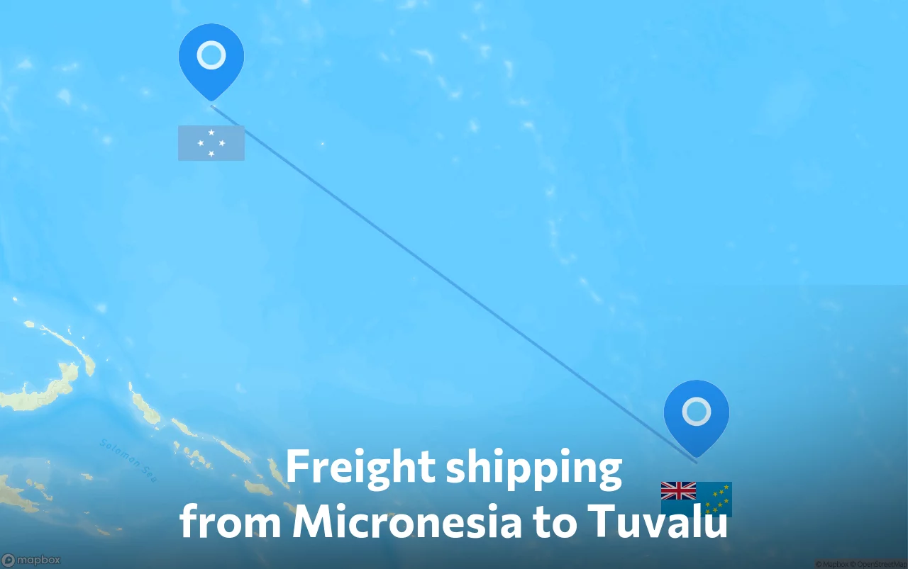 Shipping route from Micronesia to Tuvalu
