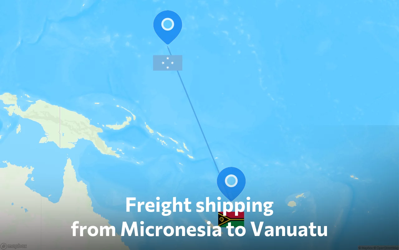 Shipping route from Micronesia to Vanuatu