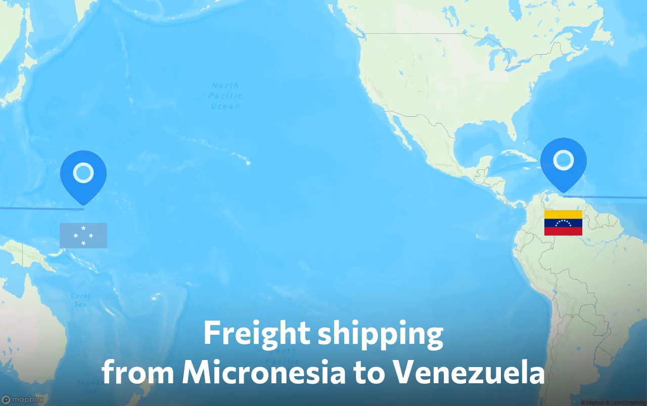 Shipping route from Micronesia to Venezuela