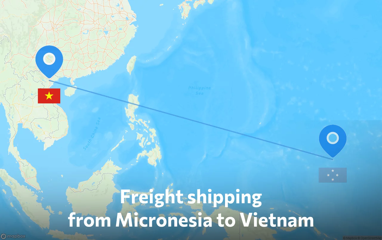 Shipping route from Micronesia to Vietnam