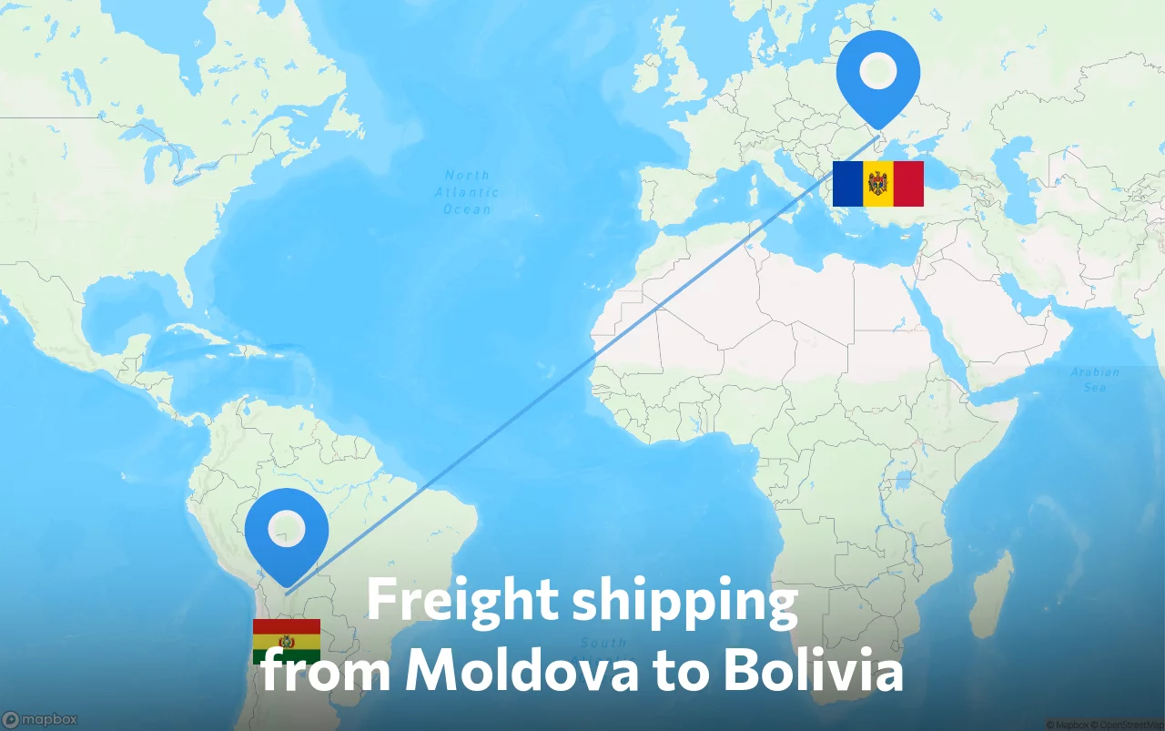 Shipping route from Moldova to Bolivia