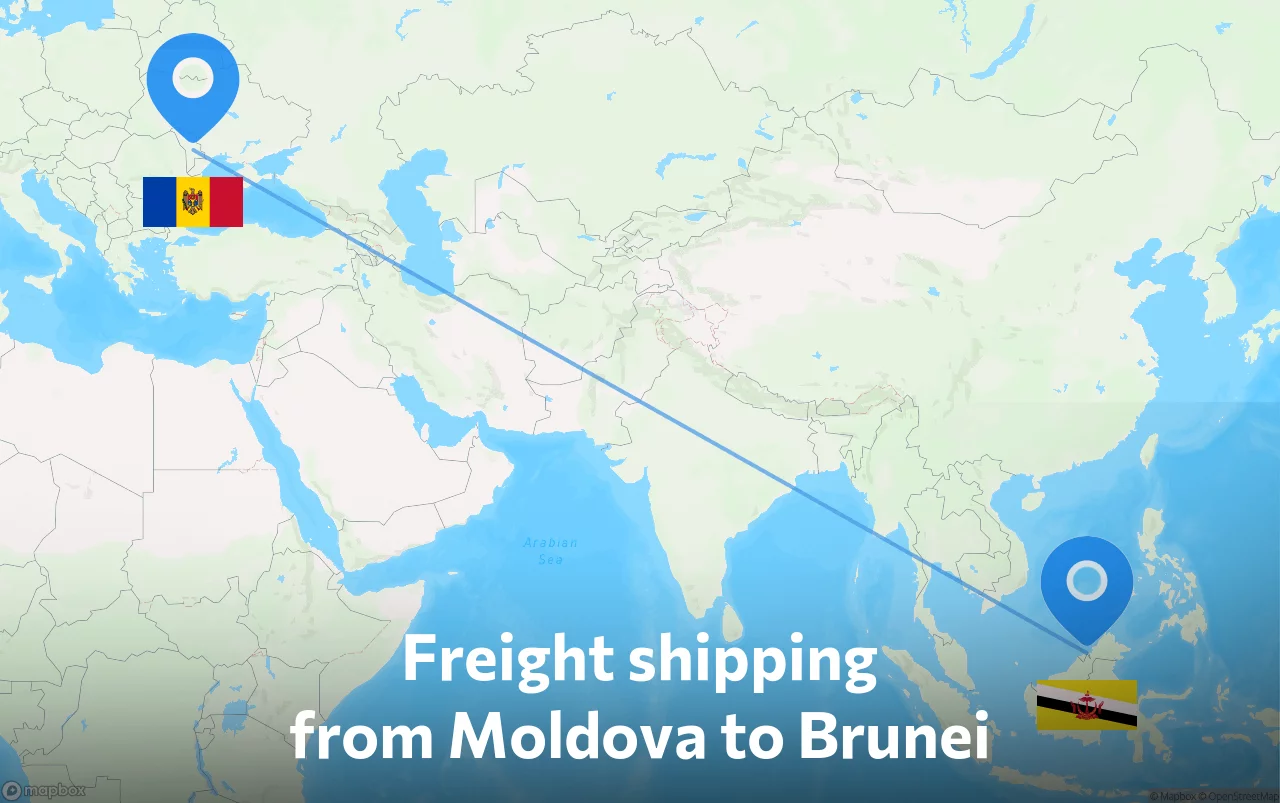 Shipping route from Moldova to Brunei