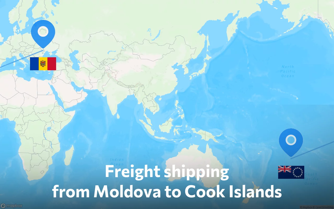 Shipping route from Moldova to Cook Islands
