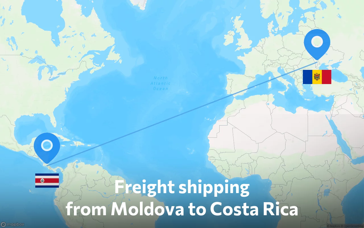 Shipping route from Moldova to Costa Rica