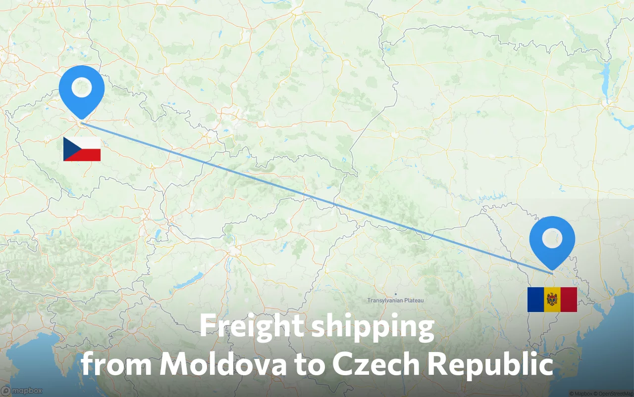 Shipping route from Moldova to Czech Republic