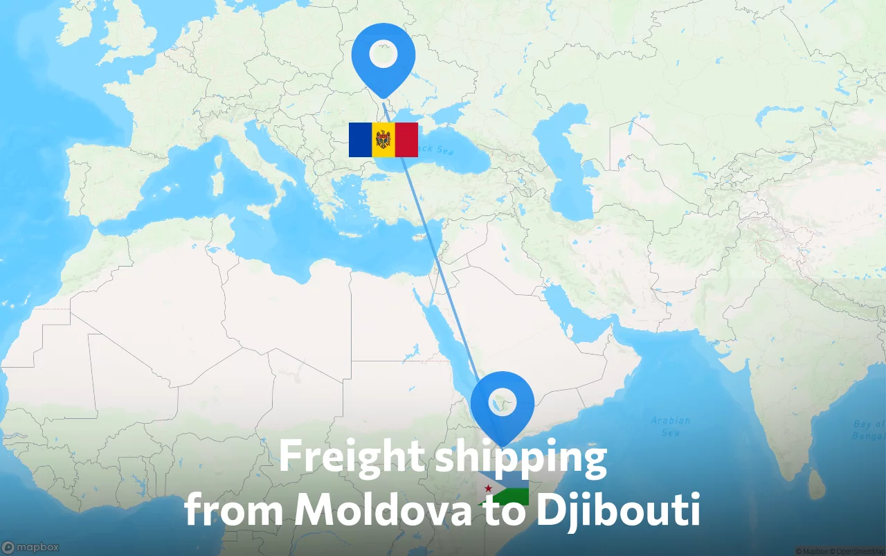 Shipping route from Moldova to Djibouti