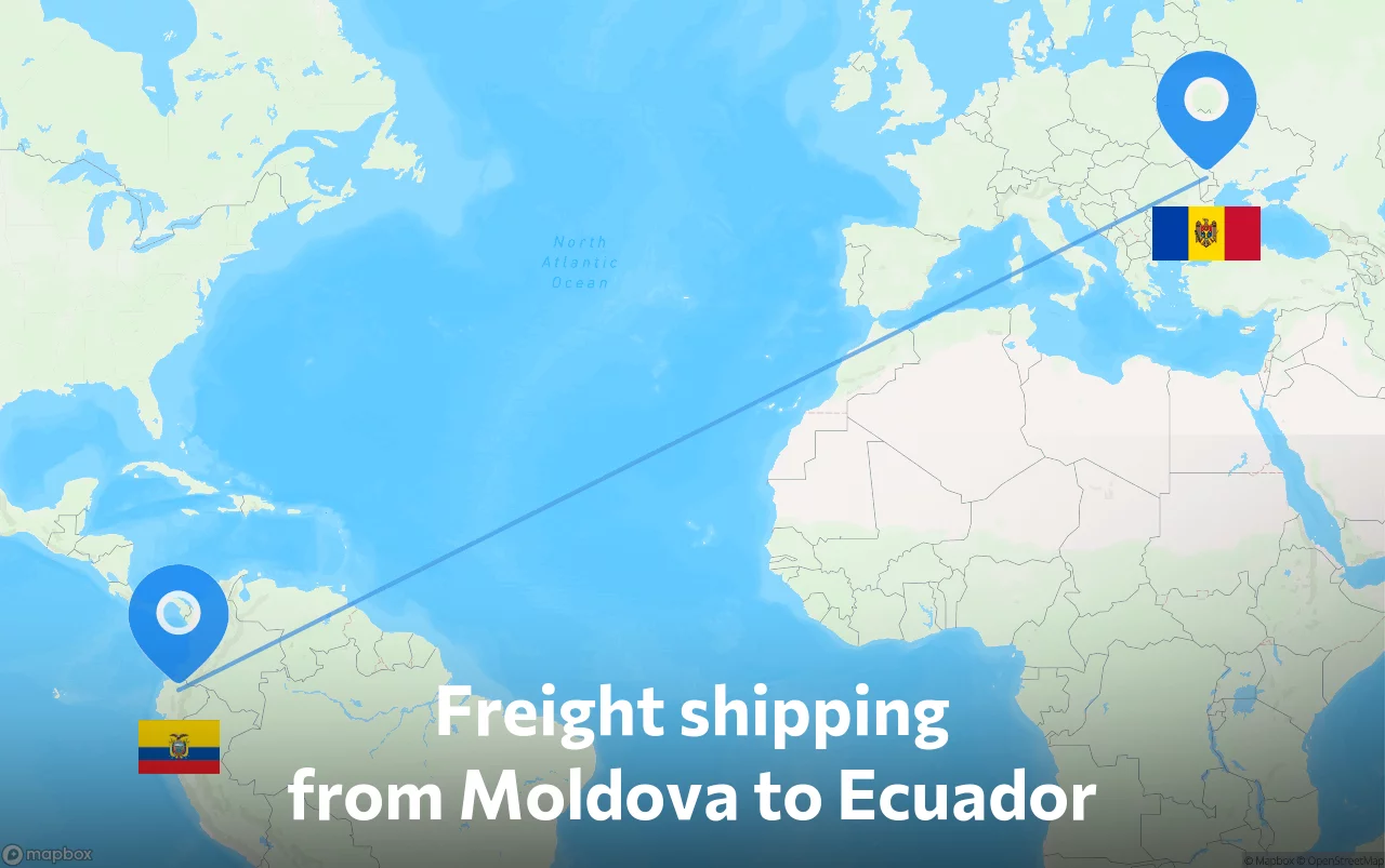 Shipping route from Moldova to Ecuador