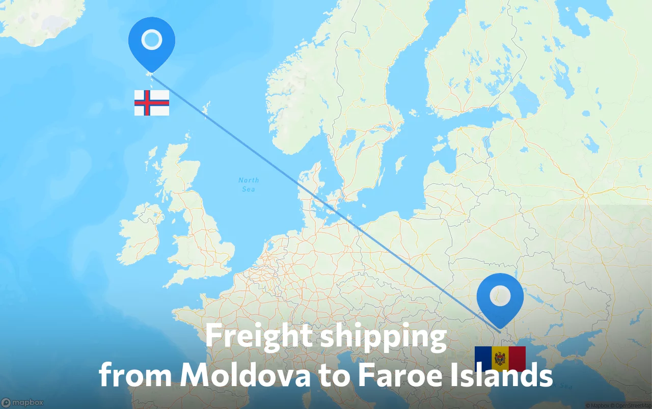 Shipping route from Moldova to Faroe Islands
