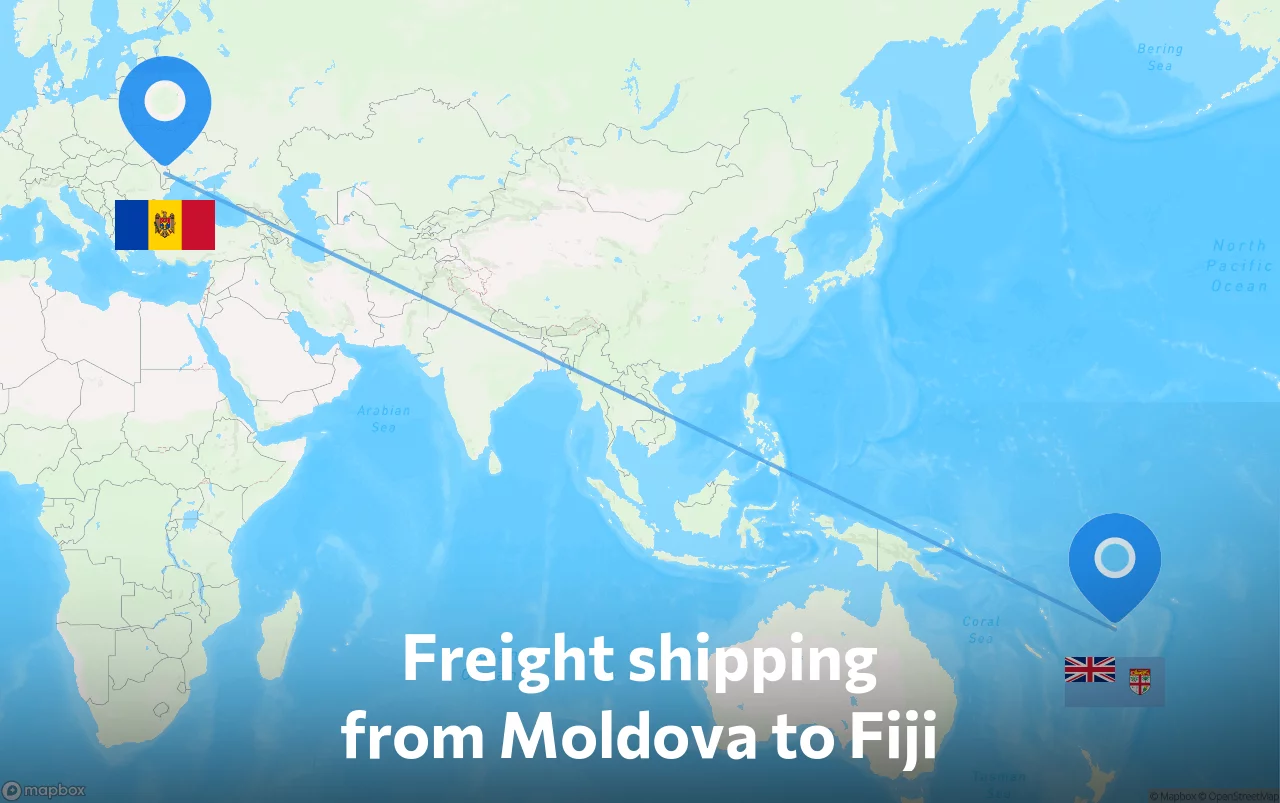 Shipping route from Moldova to Fiji