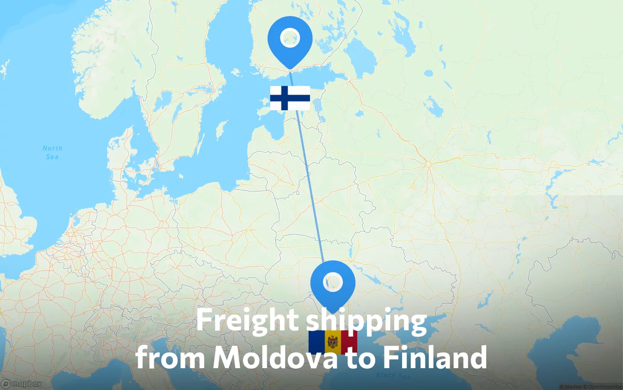 Shipping route from Moldova to Finland