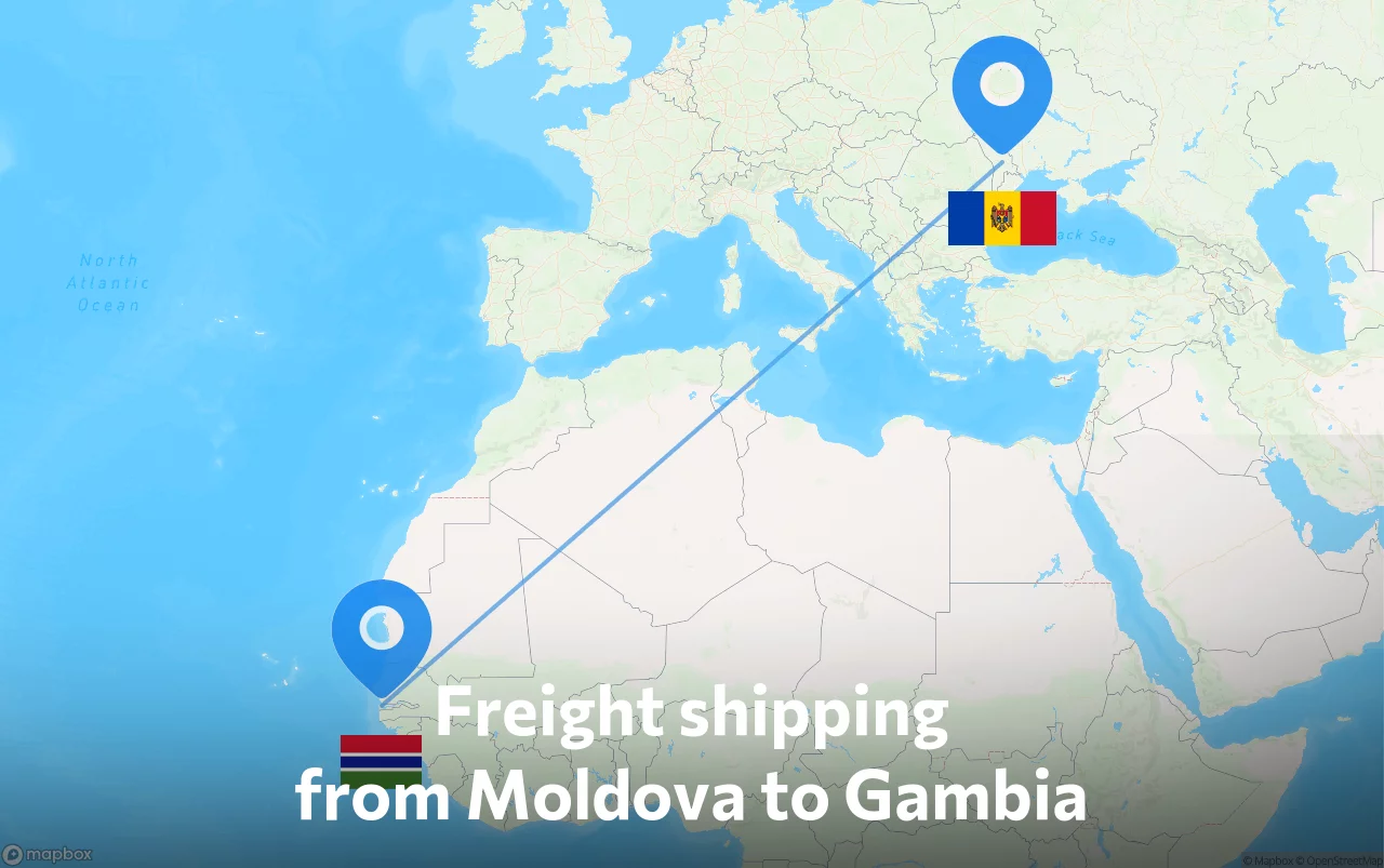 Shipping route from Moldova to Gambia