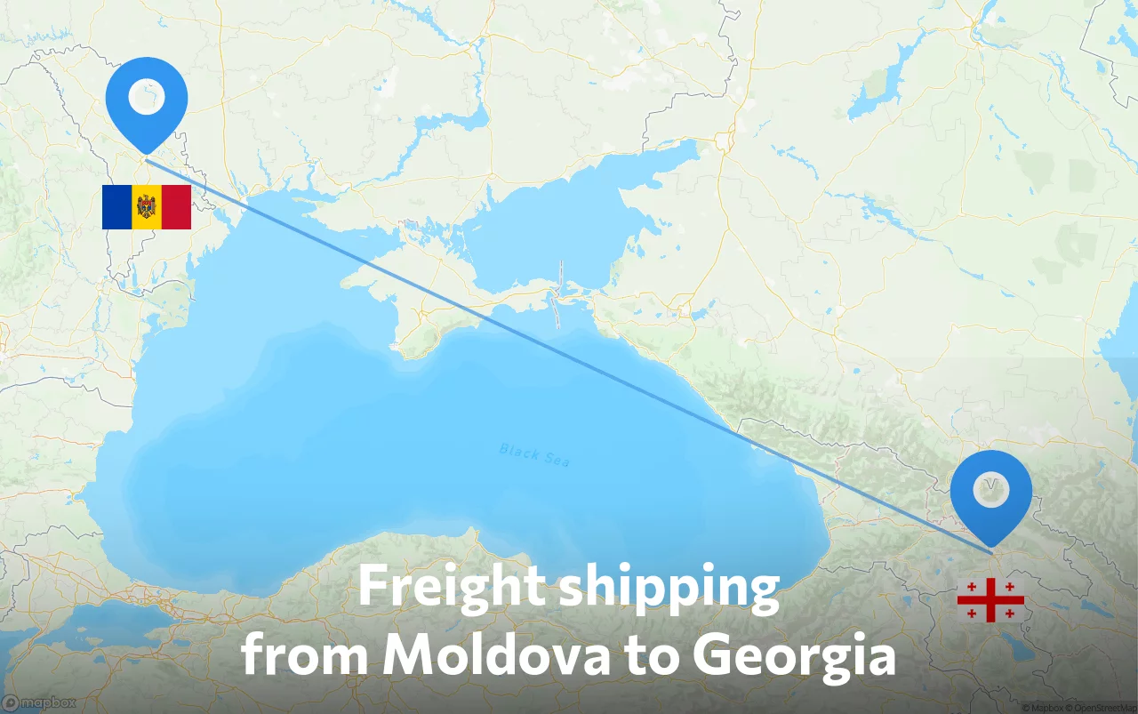Shipping route from Moldova to Georgia
