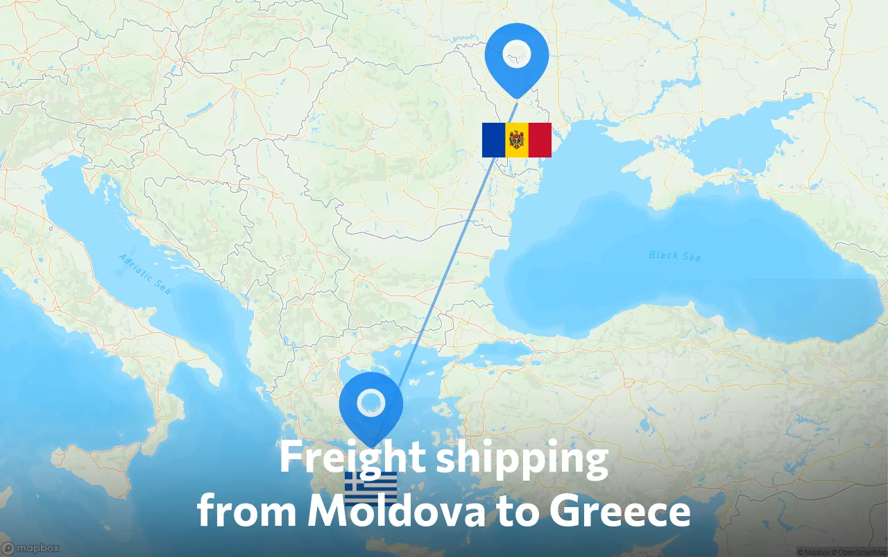 Shipping route from Moldova to Greece