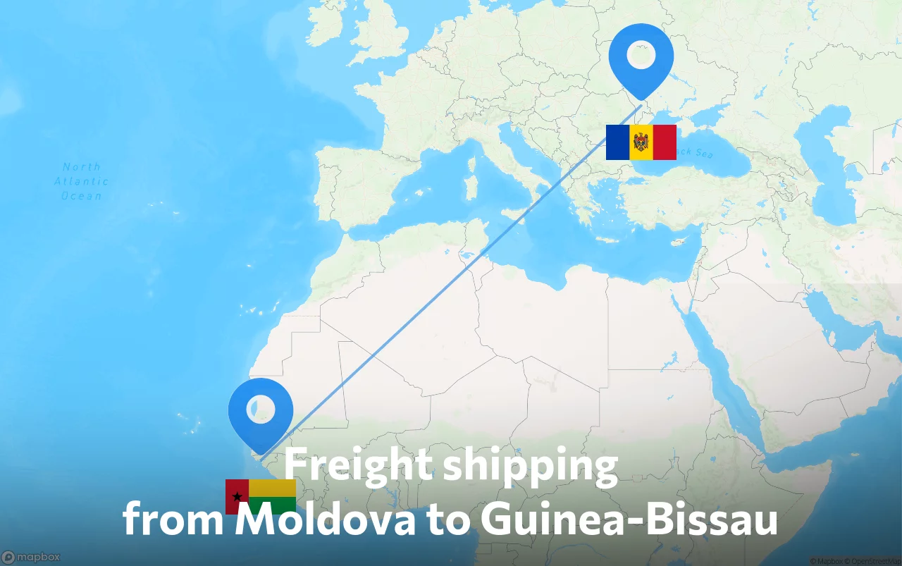 Shipping route from Moldova to Guinea-Bissau