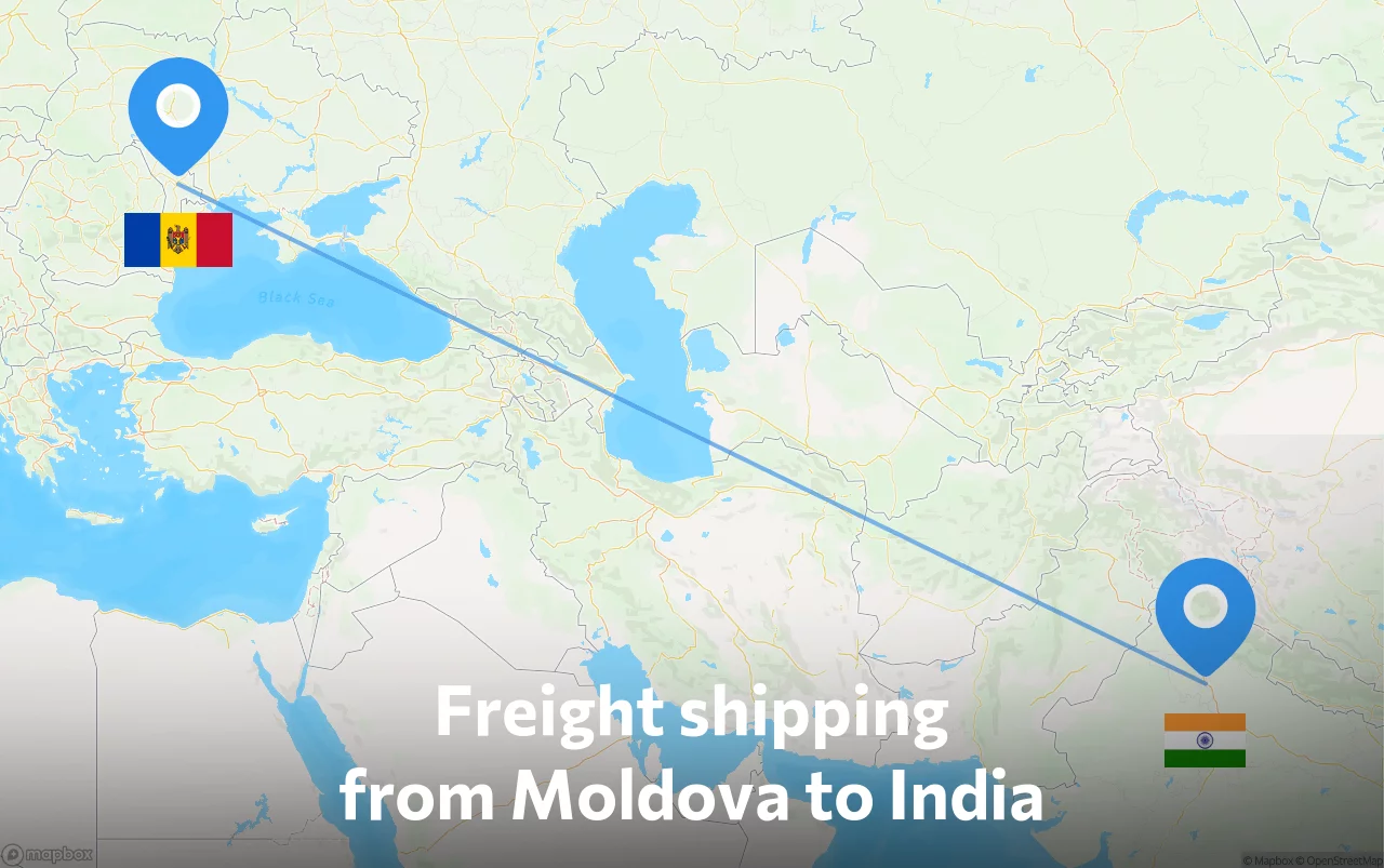 Shipping route from Moldova to India