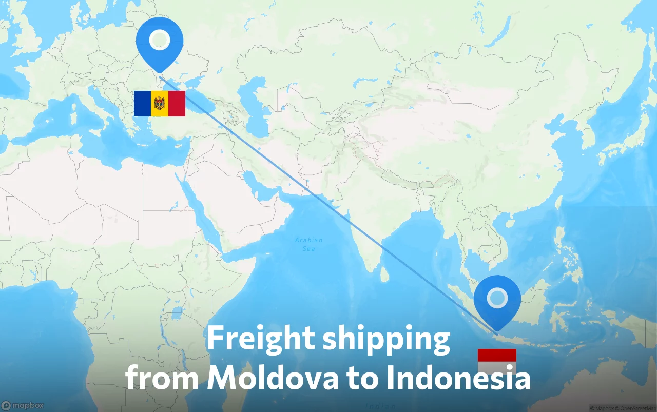 Shipping route from Moldova to Indonesia