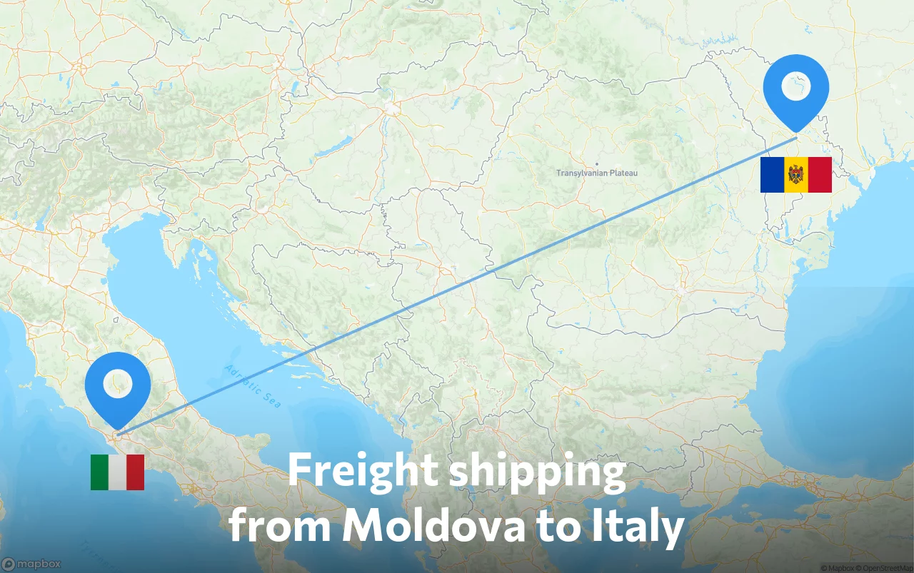 Shipping route from Moldova to Italy