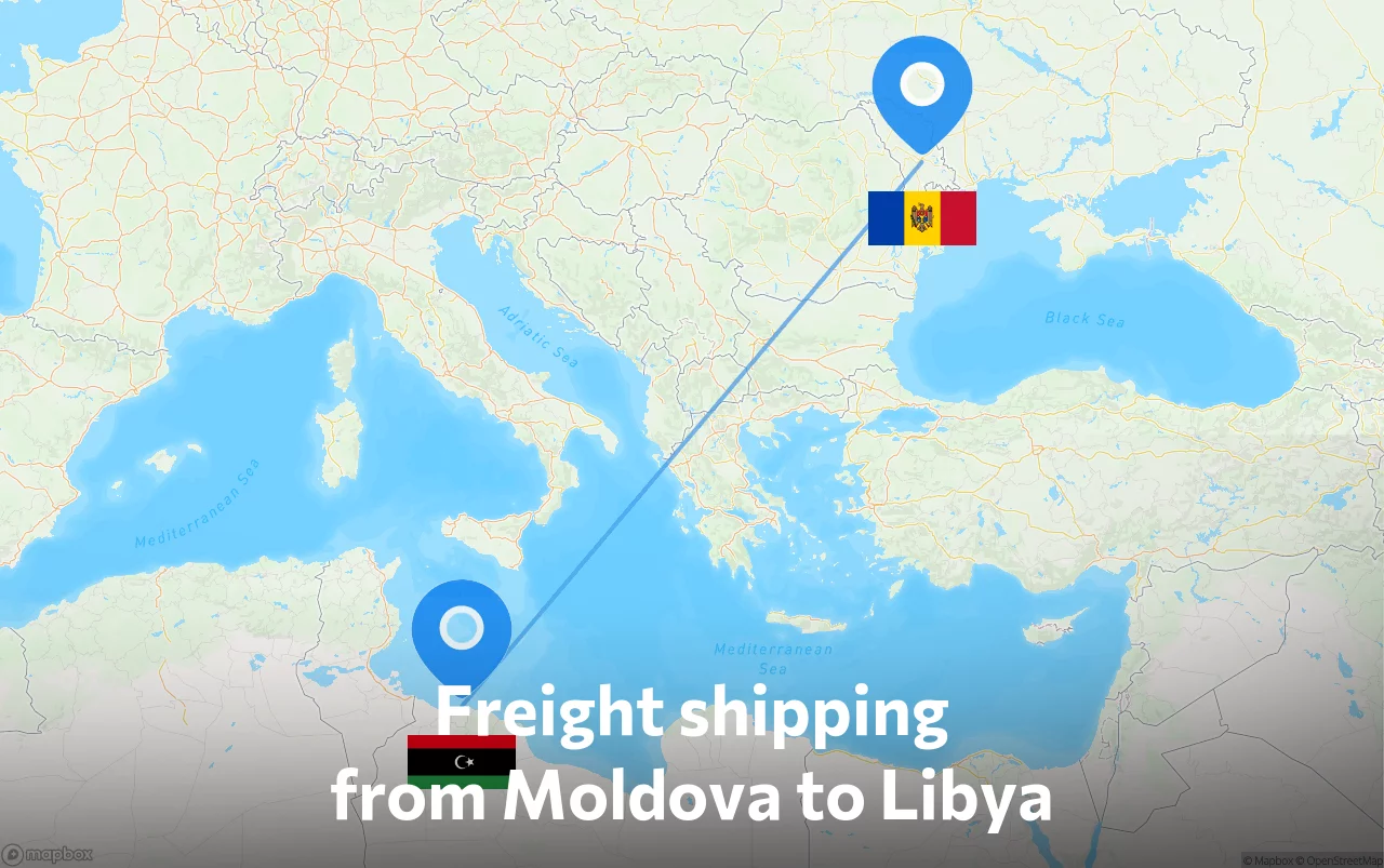Shipping route from Moldova to Libya