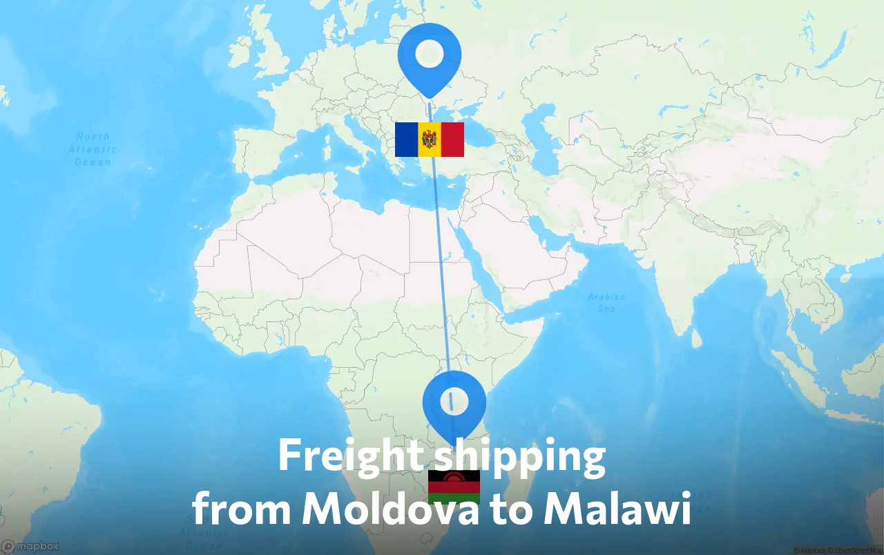 Shipping route from Moldova to Malawi