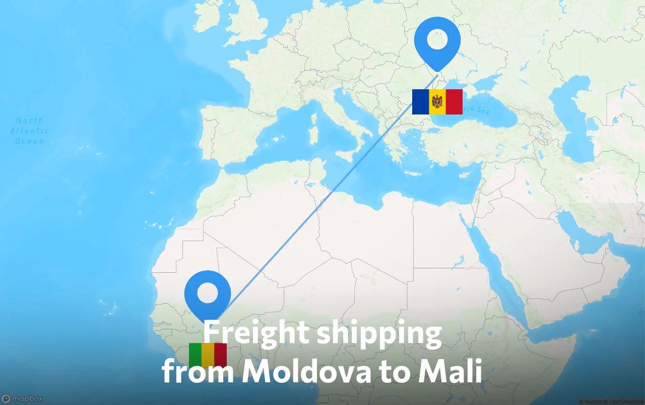 Shipping route from Moldova to Mali